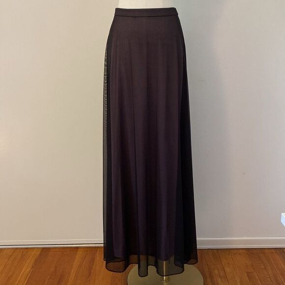 Vintage 90s Mauve & Black Mesh Maxi Skirt Size 4 - Picture 3 of 10